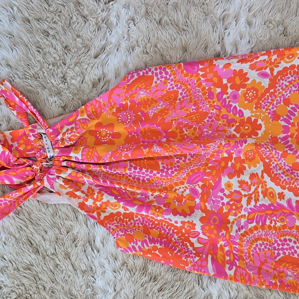 Trina Turk Pink and Orange Halter Dress - Picture 7 of 11